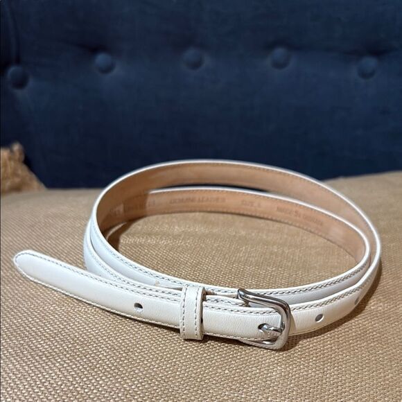 Brooks Brothers Ivory Leather Skinny Belt Large - Picture 1 of 4
